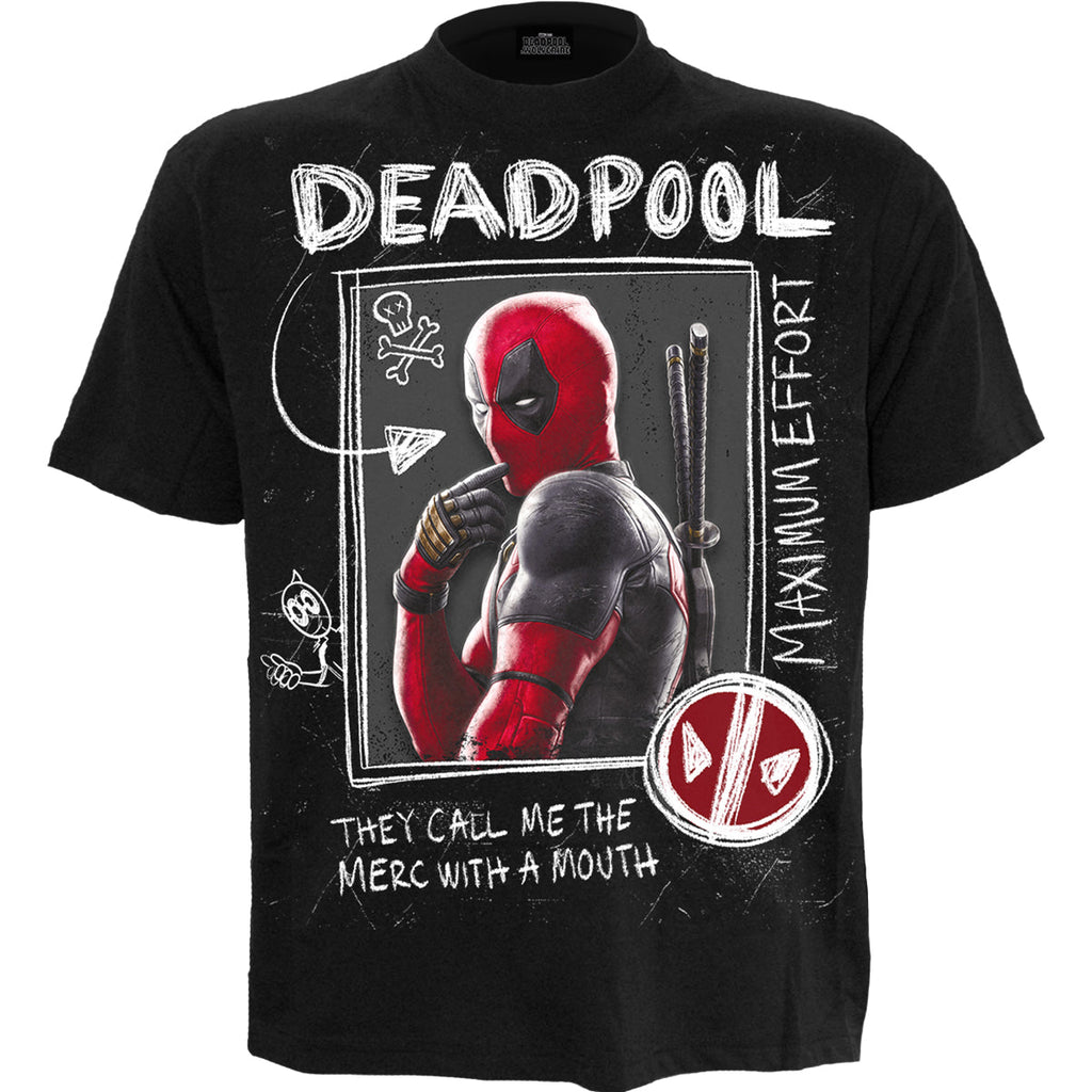 DEADPOOL - BOCETOS DE LOBEZNO - Camiseta Negra