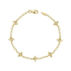 Elements Gold Textured Flower Station Bracelet