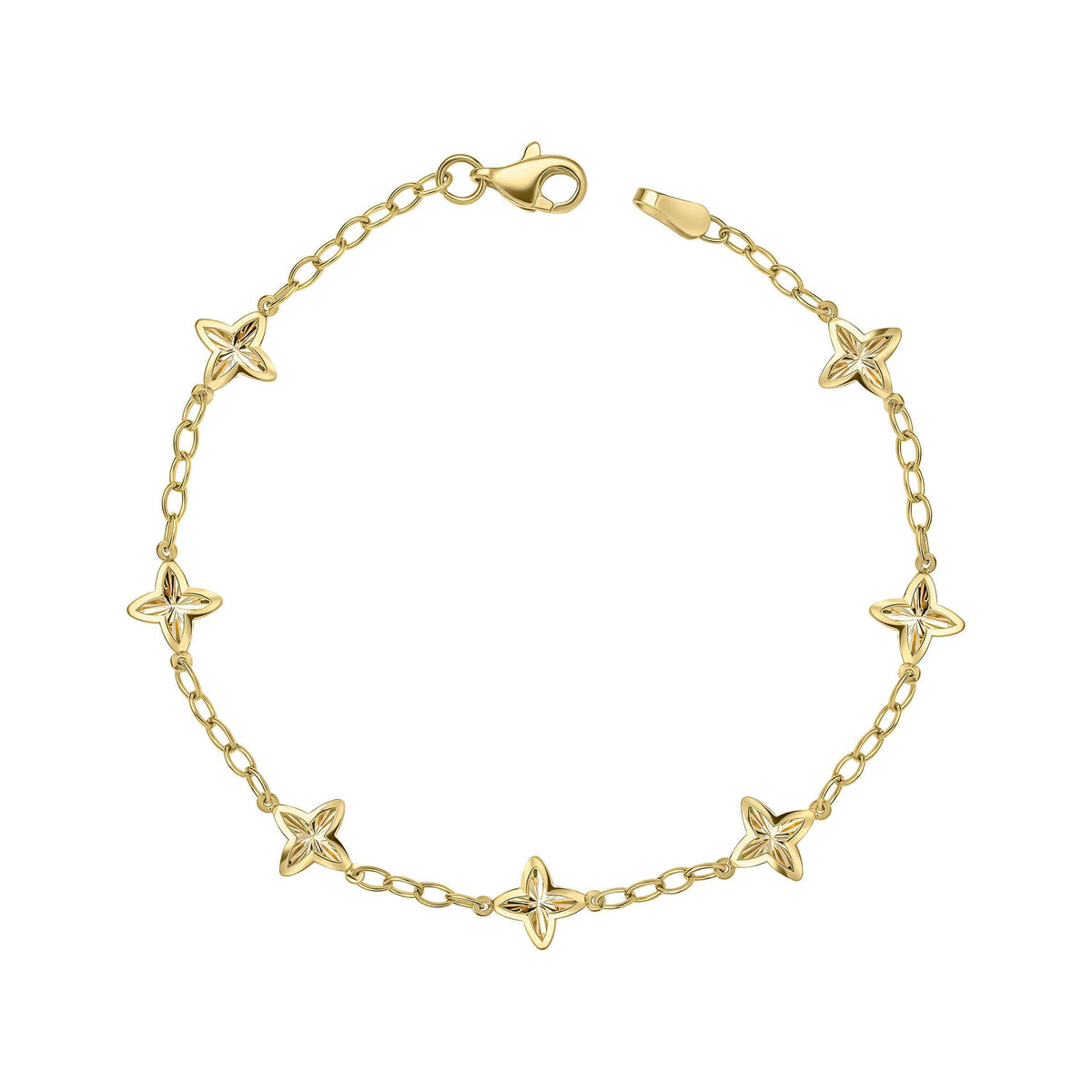 Elements Gold Textured Flower Station Bracelet