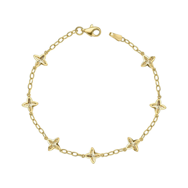 Elements Gold Textured Flower Station Bracelet