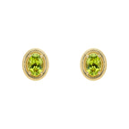 Elements Gold Peridot Oval Ridged Stud Earrings