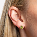 Elements Gold Peridot Oval Ridged Stud Earrings