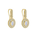 Elements Gold Oval Blue Moonstone and White Topaz Drop Earrings