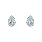 Elements Gold Aquamarine and White Topaz Art Deco Stud Earrings