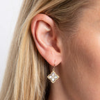 Elements Gold Mother of Pearl Flower Hook Earrings