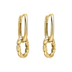 Elements Gold Rope Twist Double Hoop Drop Earrings
