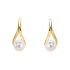Elements Gold Freshwater Pearl Twist Drop Earrings