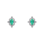 Elements Gold Emerald Art Deco Stud Earrings