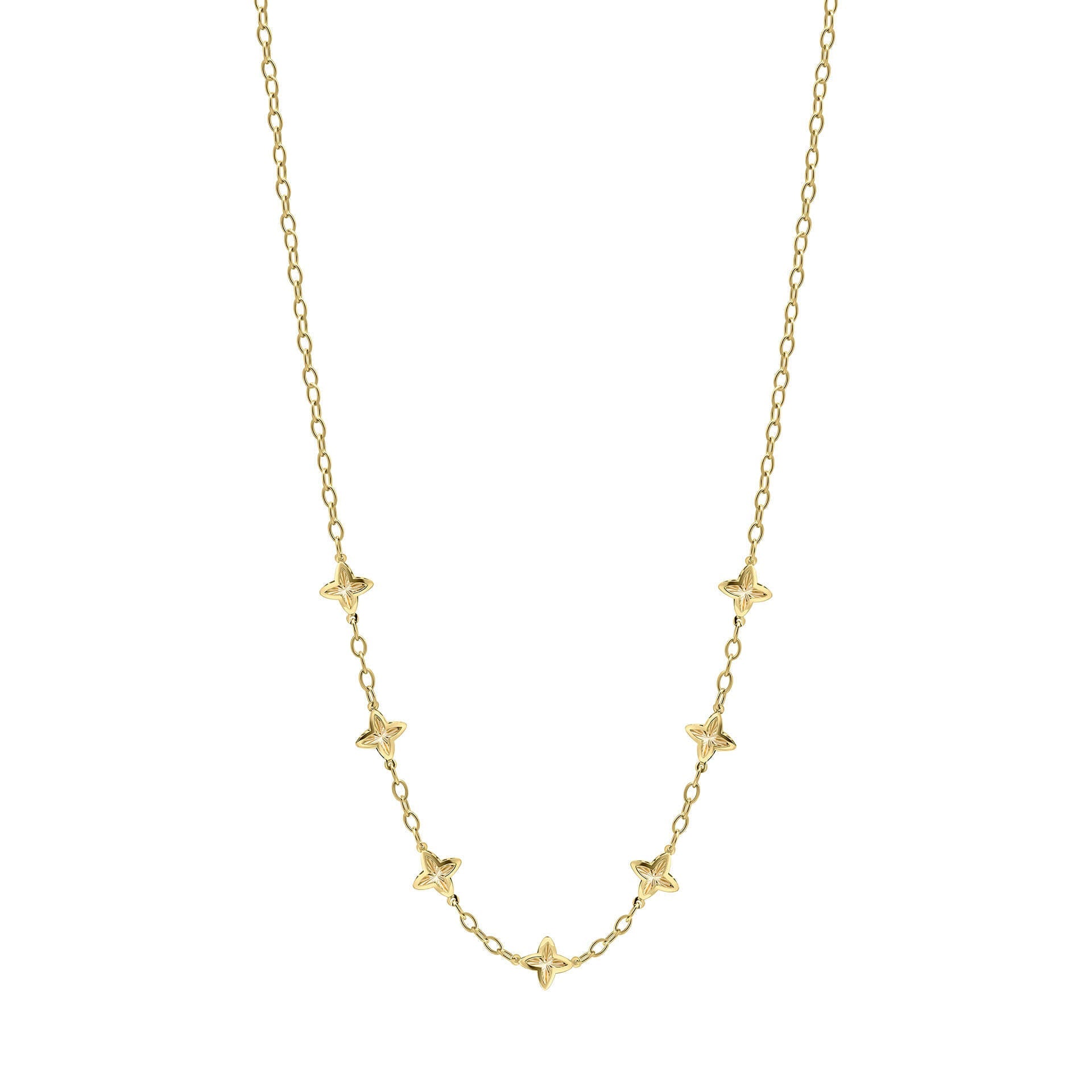 Elements Gold Textured Flower Station Necklace