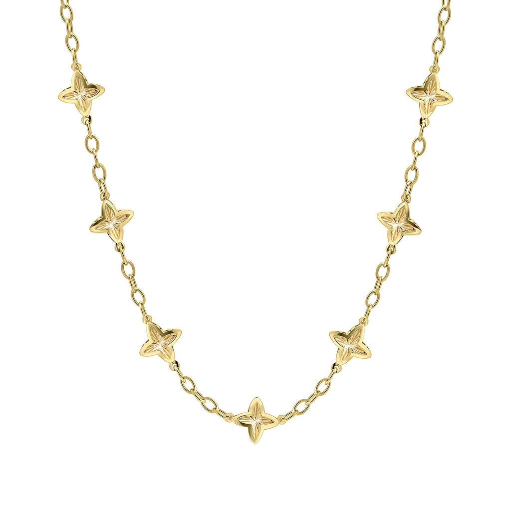 Elements Gold Textured Flower Station Necklace