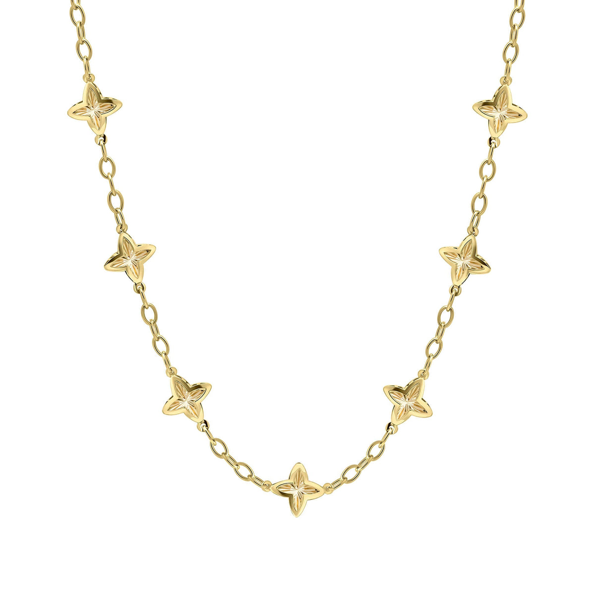 Elements Gold Textured Flower Station Necklace
