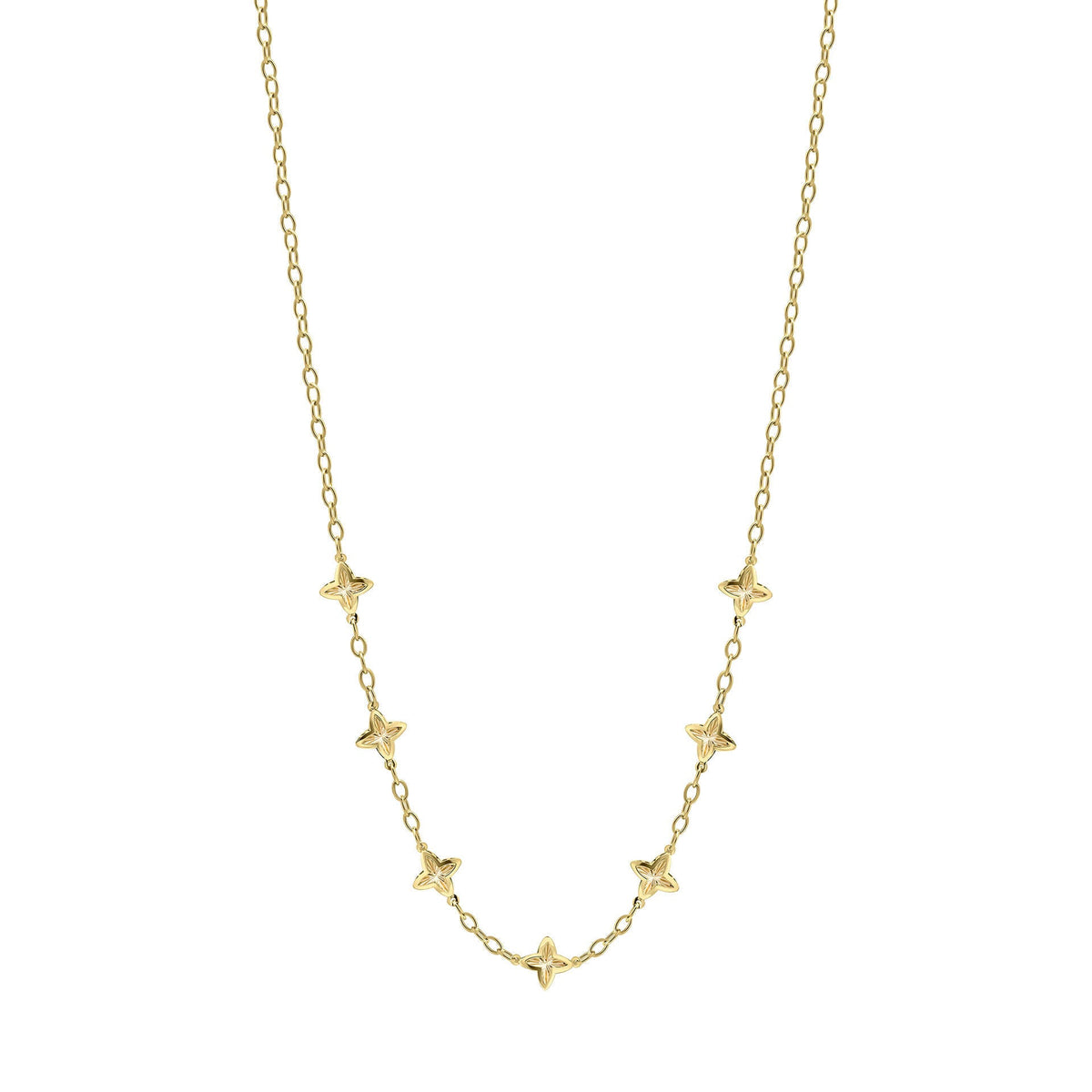 Elements Gold Textured Flower Station Necklace