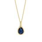 Elements Gold Blue Sapphire Sleek Teardrop Pendant
