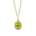 Elements Gold Peridot Oval Ridged Pendant