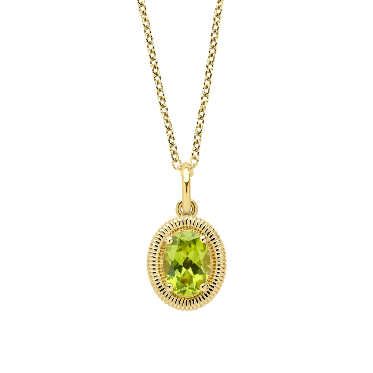 Elements Gold Peridot Oval Ridged Pendant