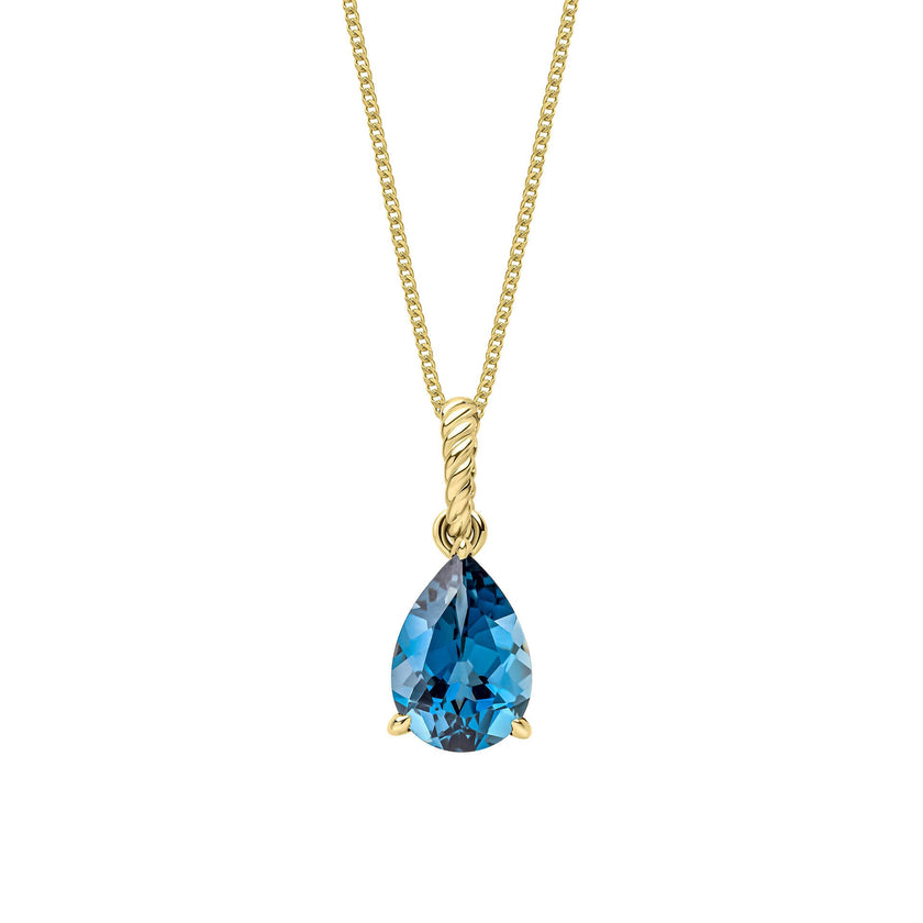 Elements Gold London Blue Topaz Rope Twist Pendant