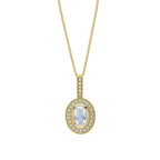 Elements Gold Oval Blue Moonstone and White Topaz Pendant