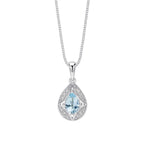 Elements Gold Aquamarine and White Topaz Art Deco Pendant