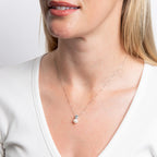 Elements Gold Freshwater Pearl and Sky Blue Topaz Pendant