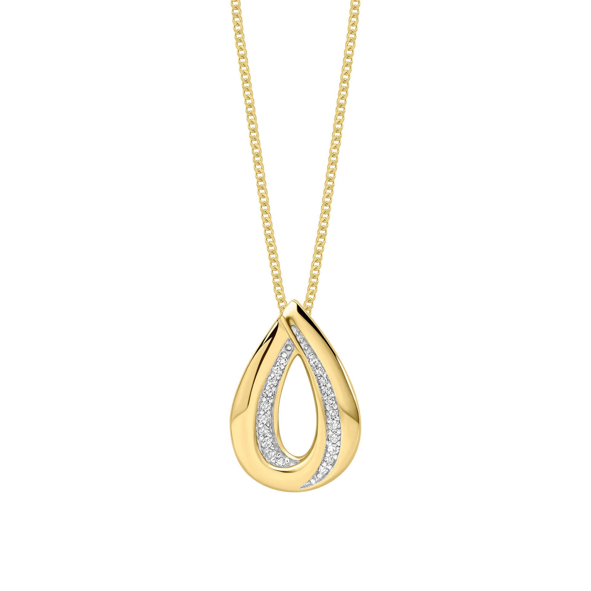 Elements Gold Cut Out Diamond Teardrop Pendant