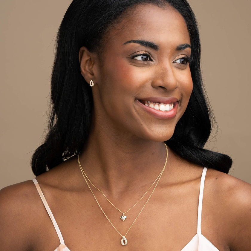 Elements Gold Cut Out Diamond Teardrop Pendant