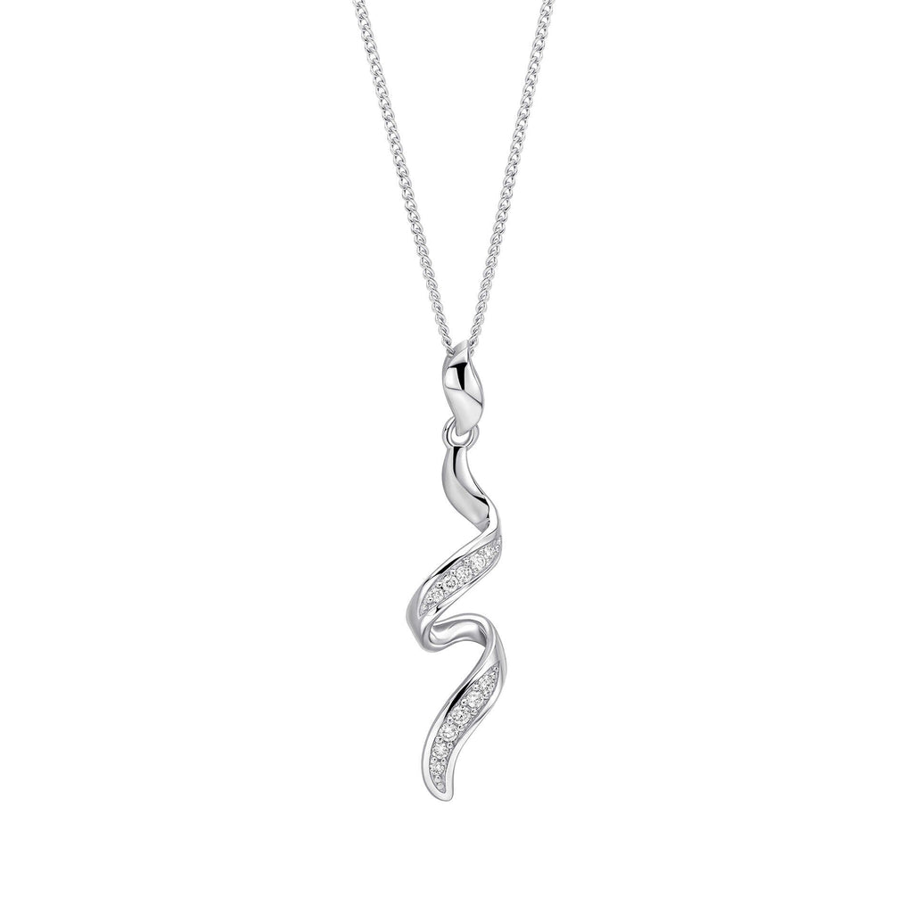 Elements Gold Diamond Twisted Ribbon Drop Pendant