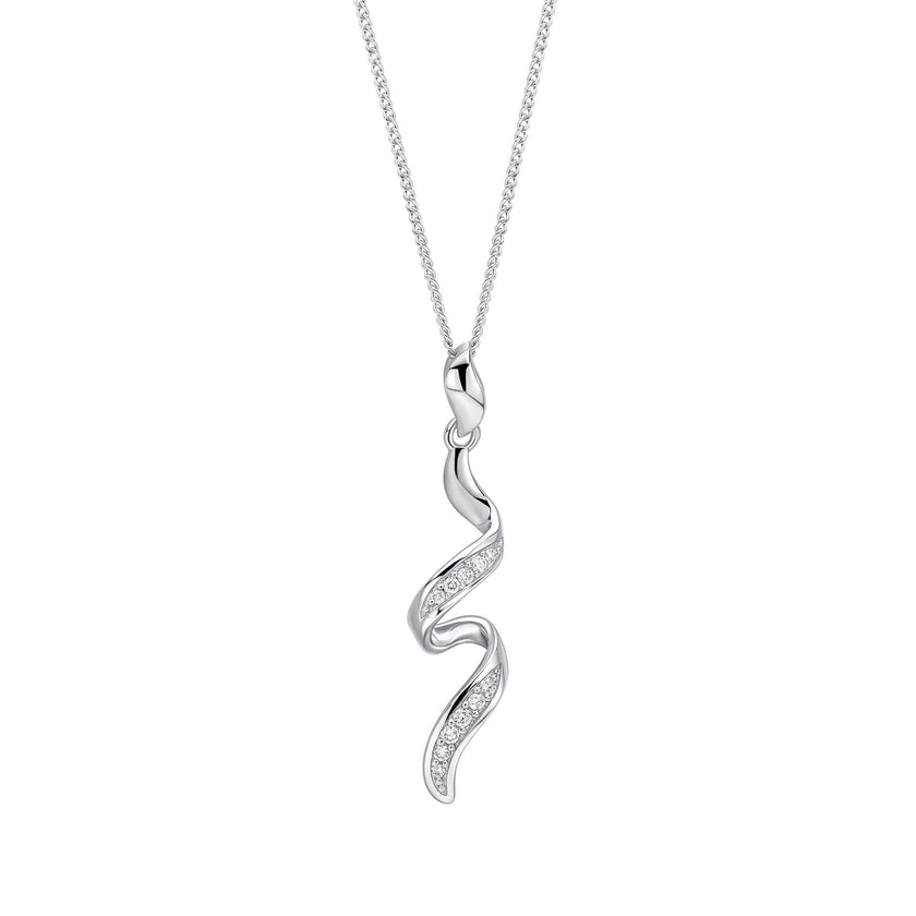 Elements Gold Diamond Twisted Ribbon Drop Pendant