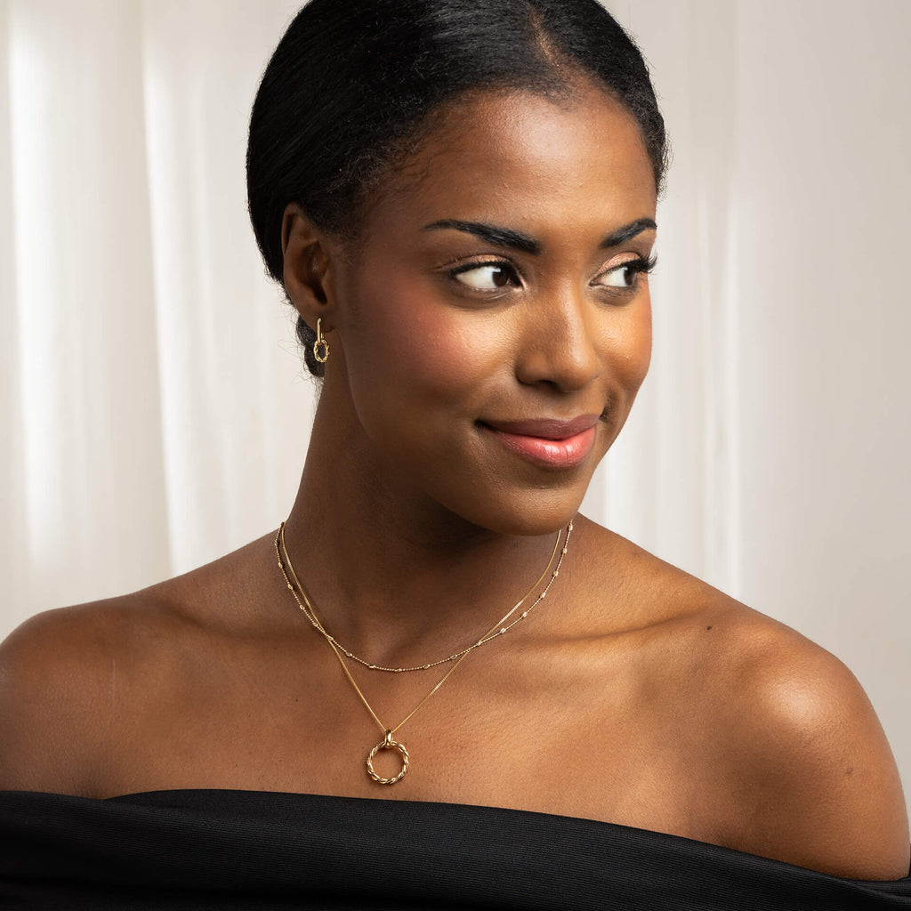 Elements Gold Diamond Cut Station Necklace
