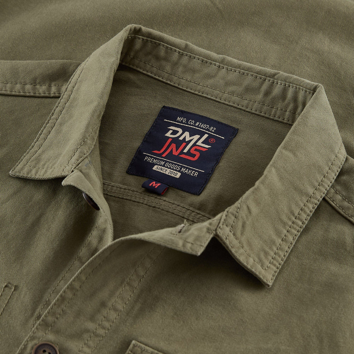 Granby twill overshirt in Military Green