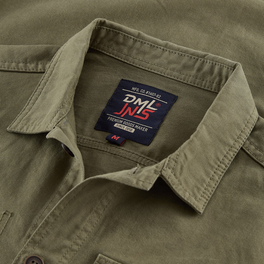 Granby twill overshirt in Military Green