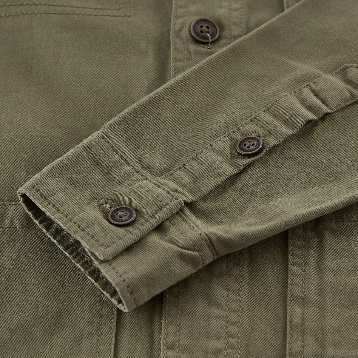 Granby twill overshirt in Military Green