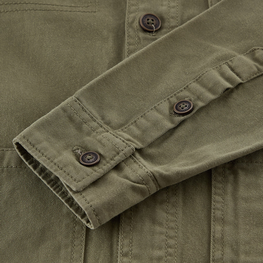 Granby twill overshirt in Military Green