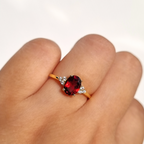 Anillo de granate en vermeil de oro de 18k