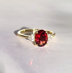 Anillo de granate en vermeil de oro de 18k