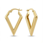 Solid Gold Earrings – Geometric V Shaped Hoop | Gold | Majestic Jewellery