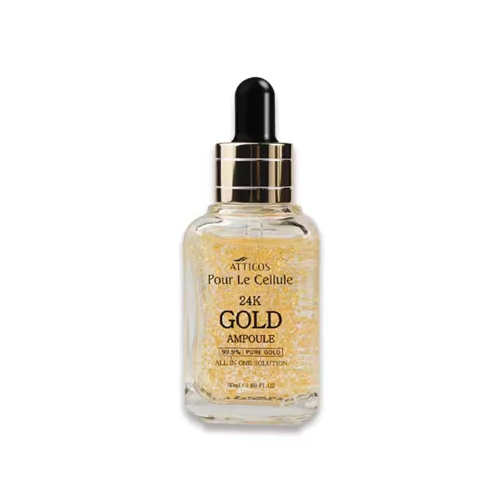 Atticos 24K Gold Ampoule 50ml Anti-Aging Wrinkle Care Whitening with Niacinamide Peptides for Face OEM/ODM