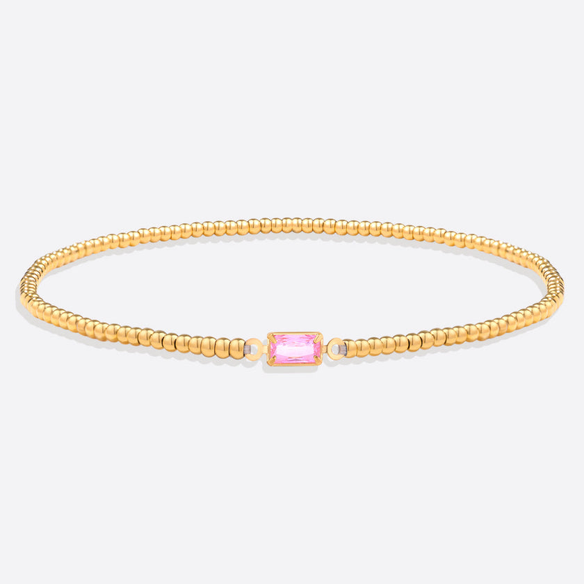Gold Beaded Birthstone Bracelet
