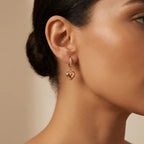 Solid Gold Earrings – Golden Heart Drop Hoop | Gold | Majestic Jewellery