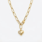 Solid Gold Necklace – Golden Heart Link Chain | Gold | Majestic Jewellery