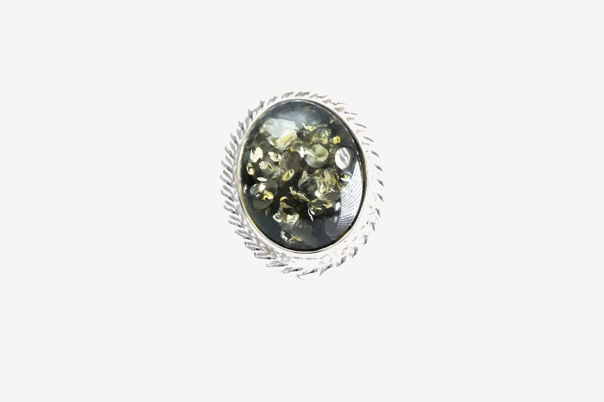 Green Amber Quintessence Statement Ring