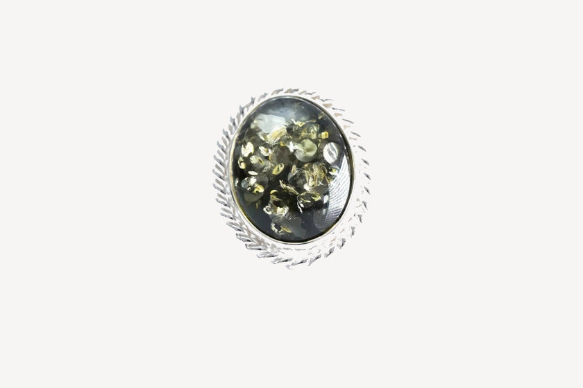 Green Amber Quintessence Statement Ring