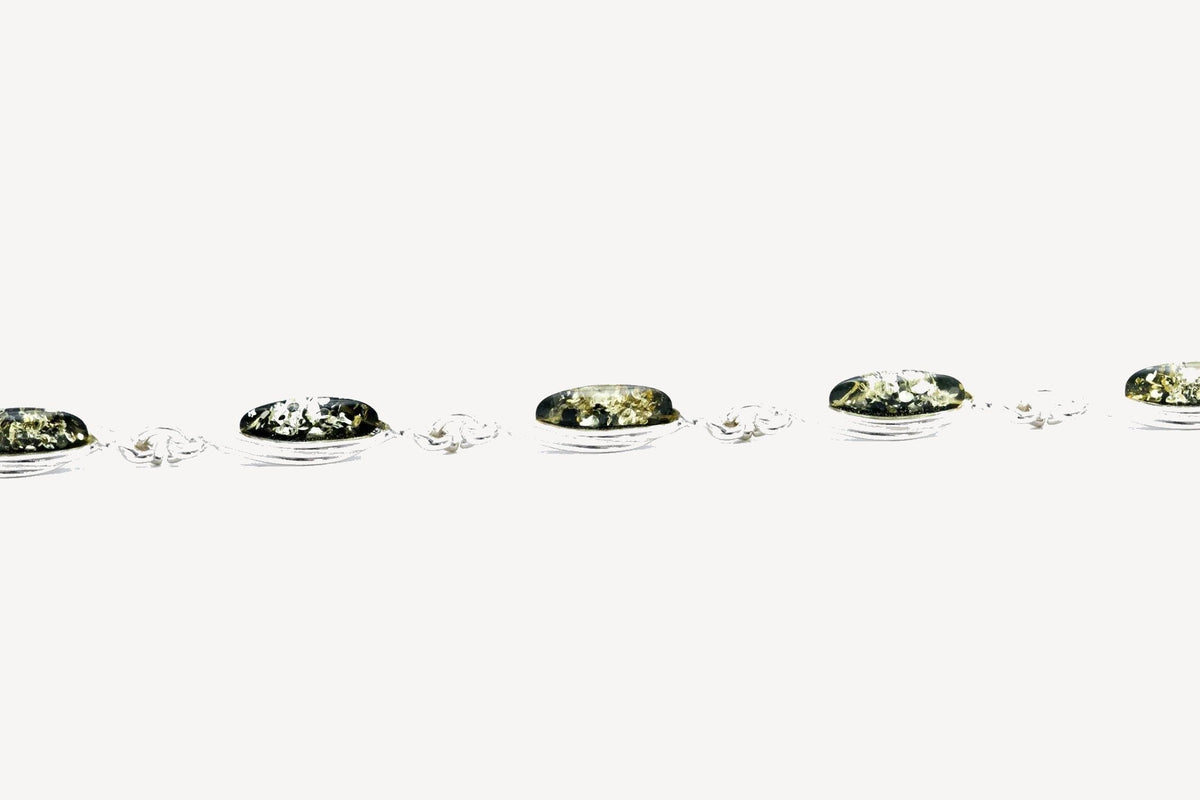 Green Wave Amber Link Bracelet