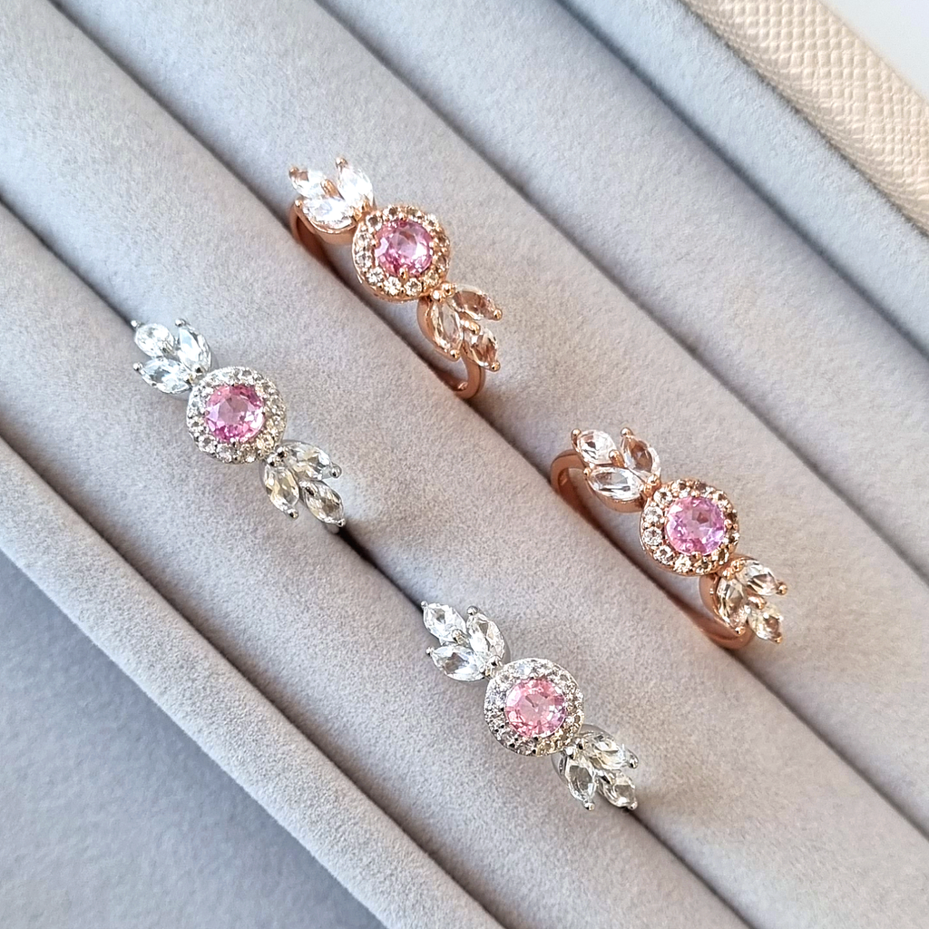 Bague Aurelia en saphir rose et argent sterling