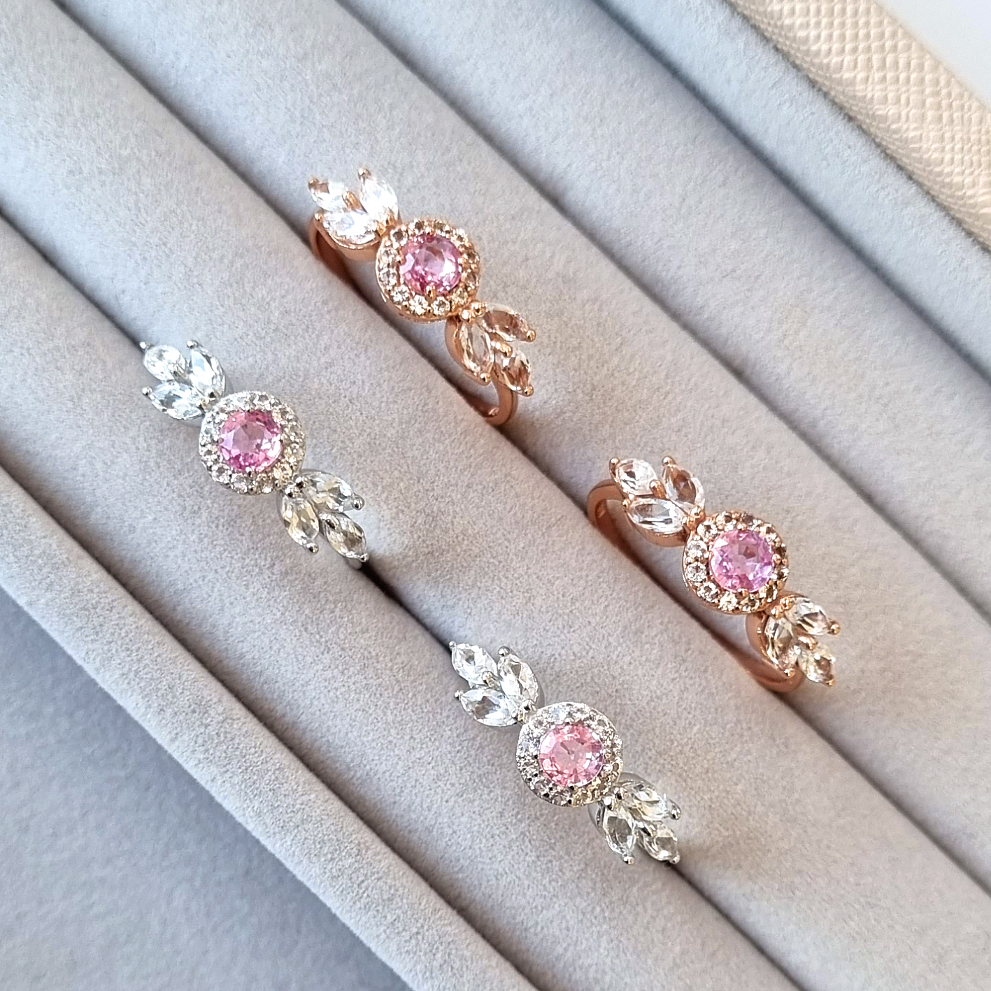 Bague Aurelia en saphir rose et argent sterling