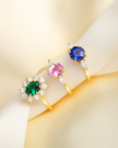 Emerald Halo Engagement Ring in 18k Gold Vermeil