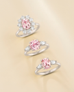 Pink Sapphire Halo Engagement Ring in Sterling Silver