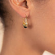 Long Eclipse Drop Green Malachite Hoop Earrings Gold