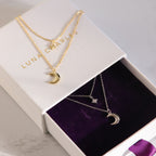 Collar con dije de luna y estrella Harper | Plata de ley 925