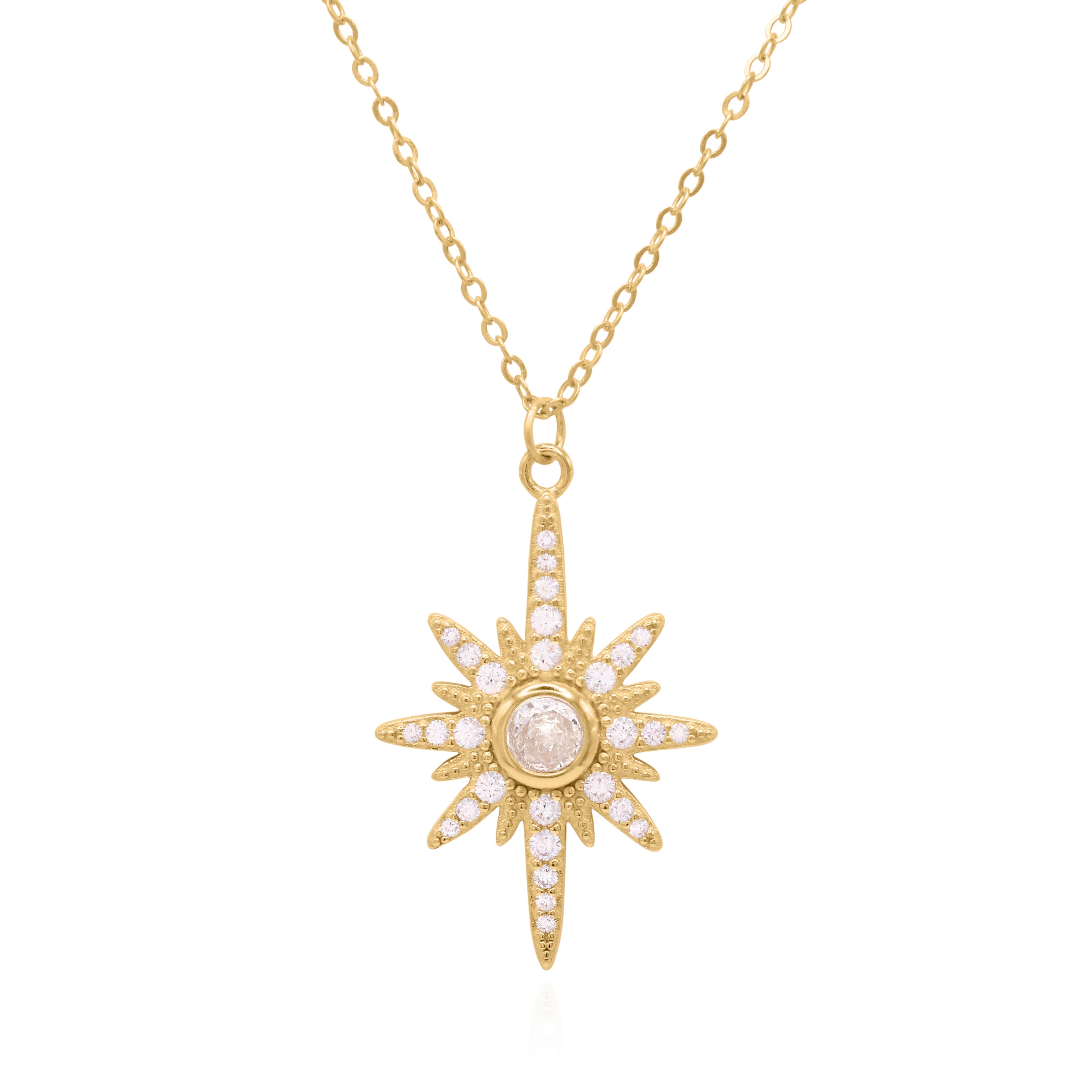 Collier Heidi North Star avec pierre de naissance | Plaqué or 18 carats