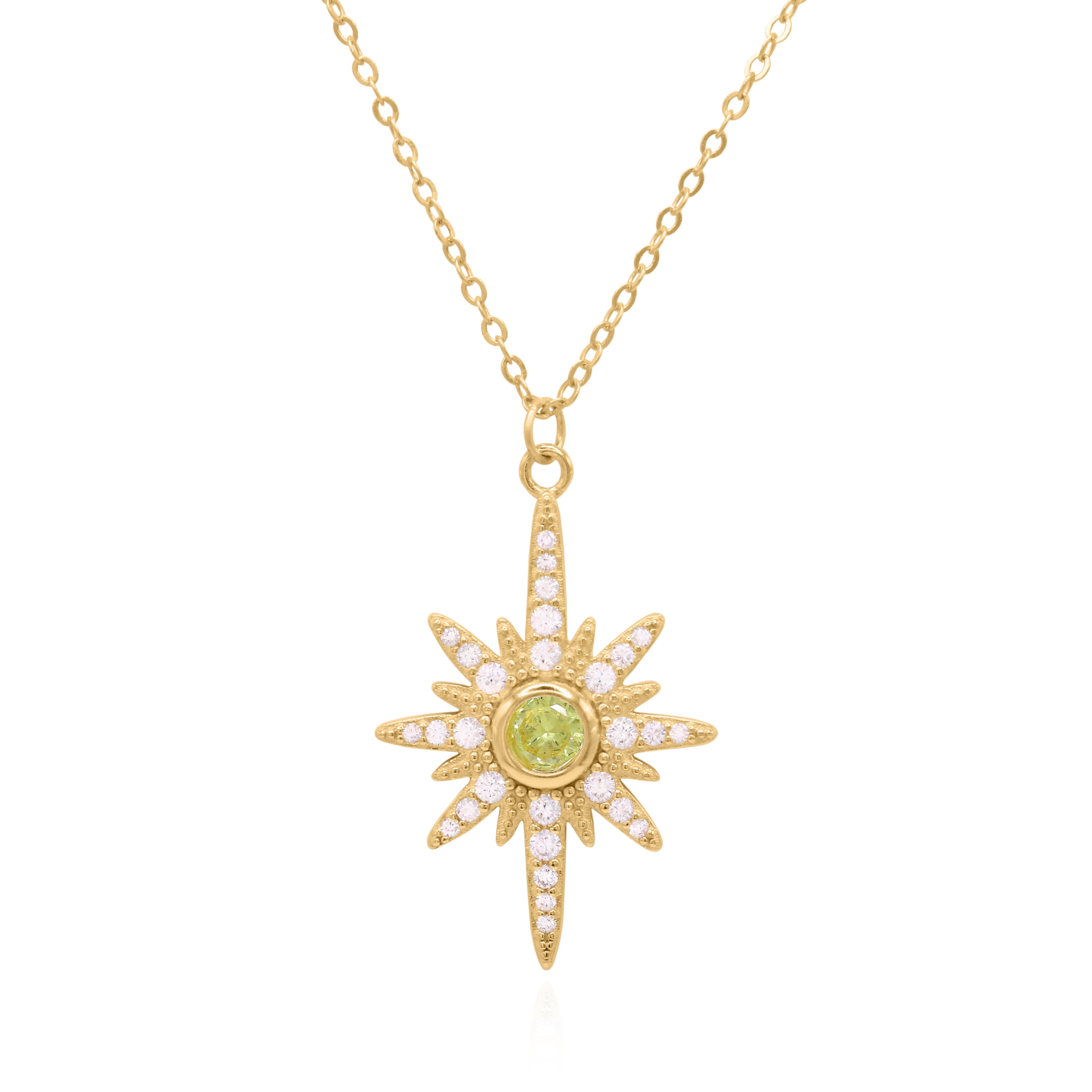 Collier Heidi North Star avec pierre de naissance | Plaqué or 18 carats